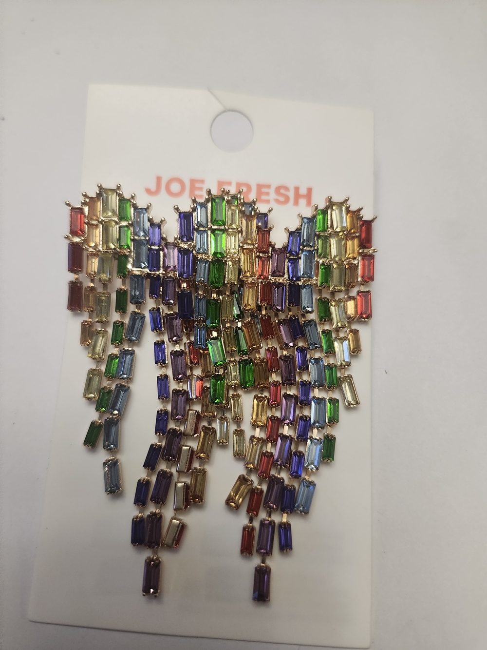Buy 2 Get 2 Free! Joe Fresh Rainbow Crystal Cascade Heart Drop Earrings New
